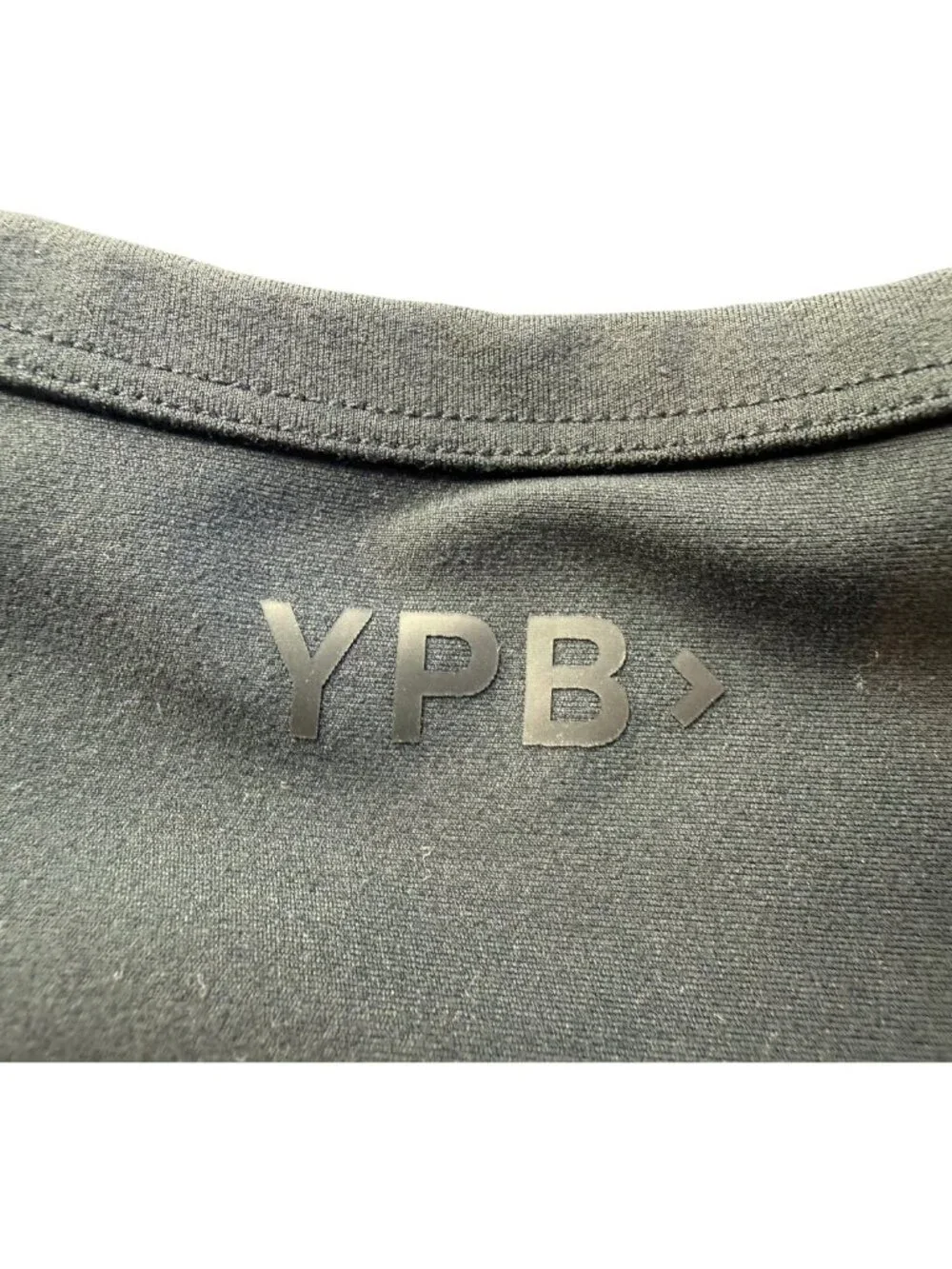 Your Personal Best Crop Top Sports Bra Henley Buttons at Front High Neck Black M